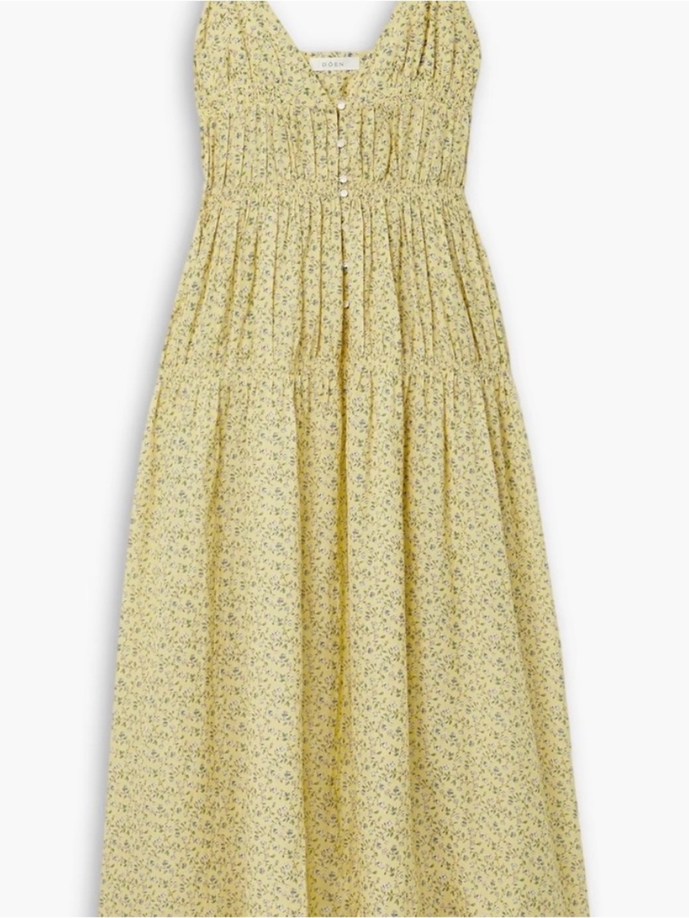Doen Irina Floral Organic Cotton Midi Dress in Yellow Moonflower Size:XS - Picture 3 of 14